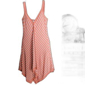 VENUS Women’s Small Striped Midi Dress Handkerchief Hem V‑Neck Adjustable Strap